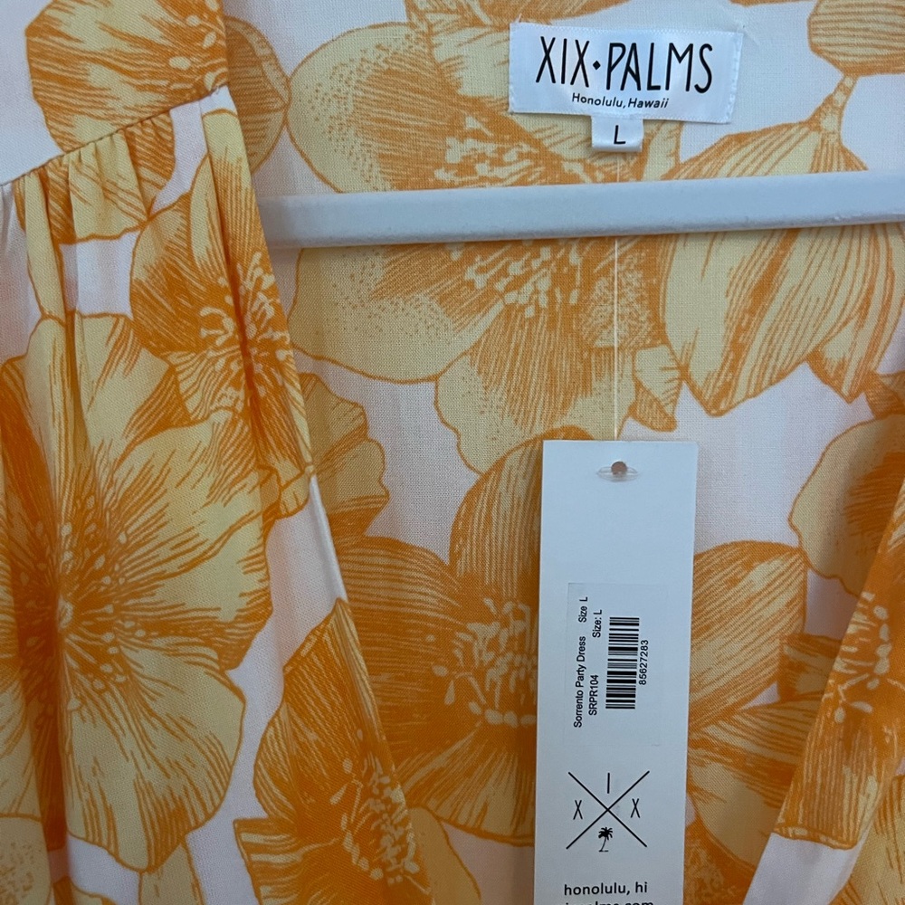 XIX PALMS Wrap Dress (Orange/White) Size Large - Picture 2 of 6